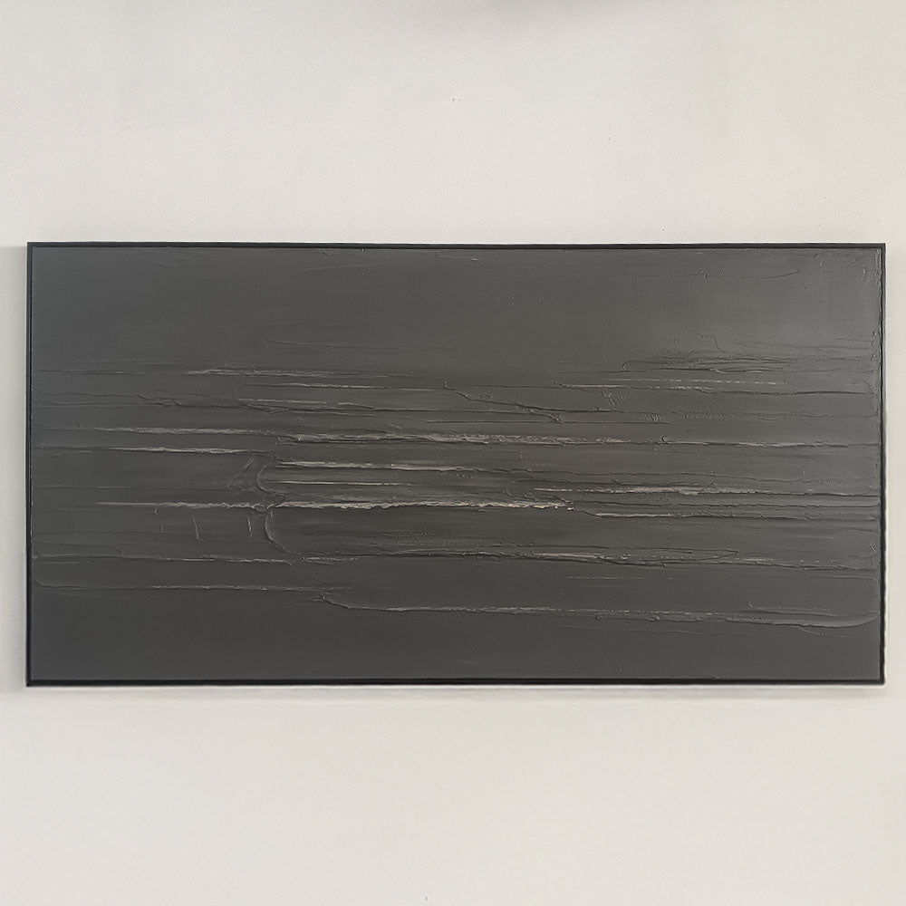 Midnight Horizon – Minimalist Abstract Texture Painting, Handmade Oil Wall Art for Modern Interior Decoration