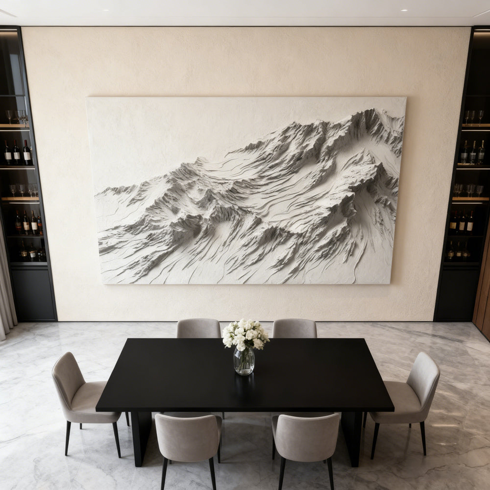 Mountain Landscape Paper Relief Art, 3D Wall Art, Handcrafted Mountain Design