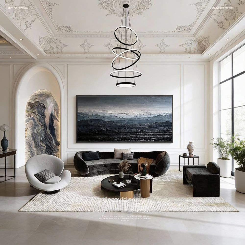 Silent Ridge – Modern Abstract Landscape Texture Painting, Handmade Oil Wall Art for Contemporary Interior Decoration