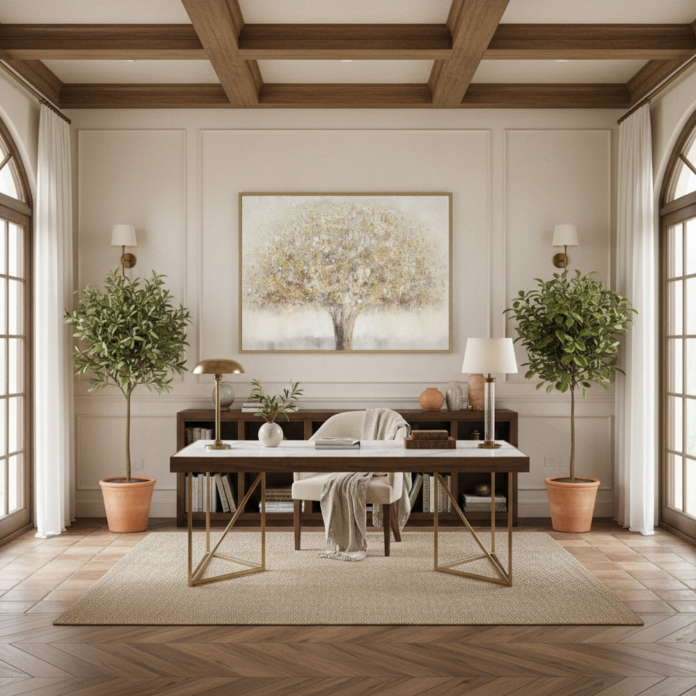 Hand-Painted Canvas Wall Art Golden Tree of Life