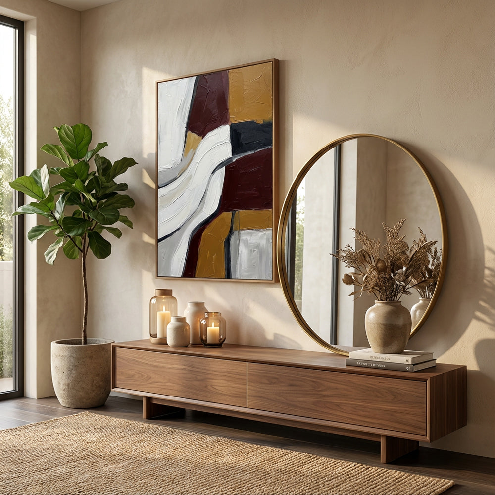 Silent Motion Lines | Contemporary Abstract Minimal Style Hand-Painted Oil Painting Wall Art