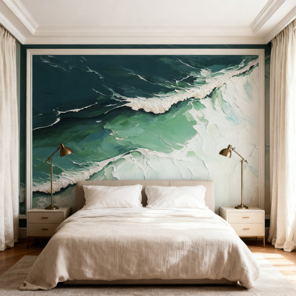Ocean Waves Art Theme, Impasto Hand - made Oil Painting Texture Wall Art