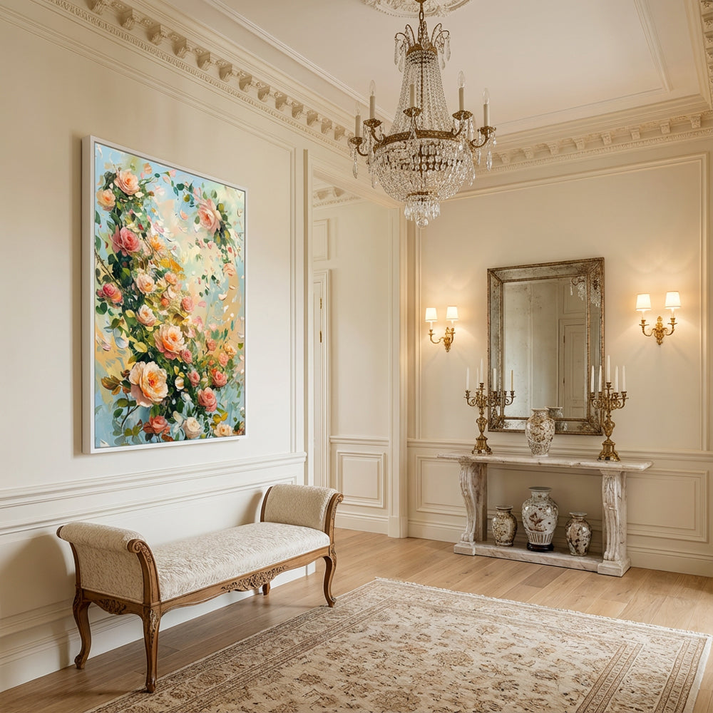 Blooming Whispers of Spring – Impressionist Floral Garden Oil-Style Artwork original oil painting