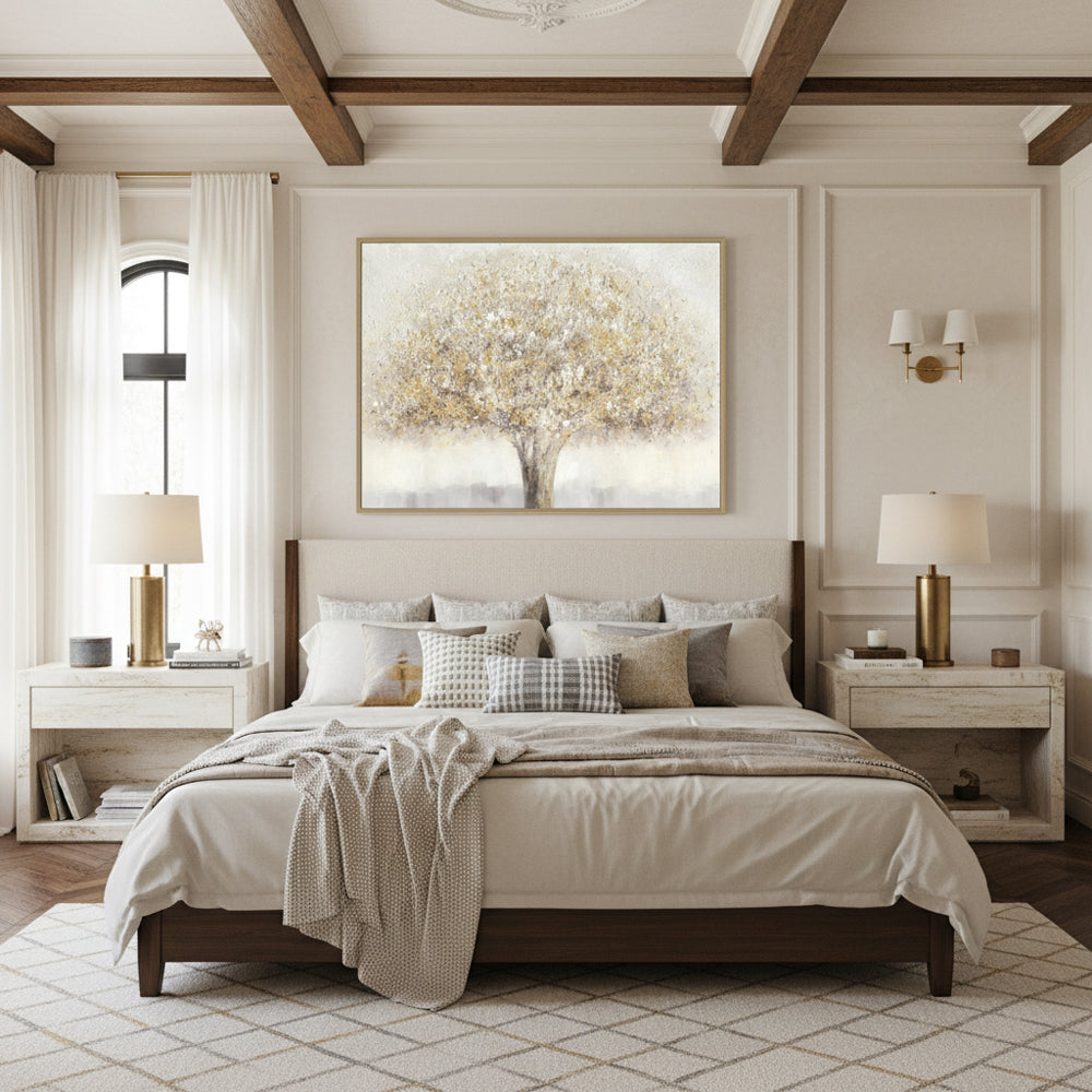 Hand-Painted Canvas Wall Art Golden Tree of Life