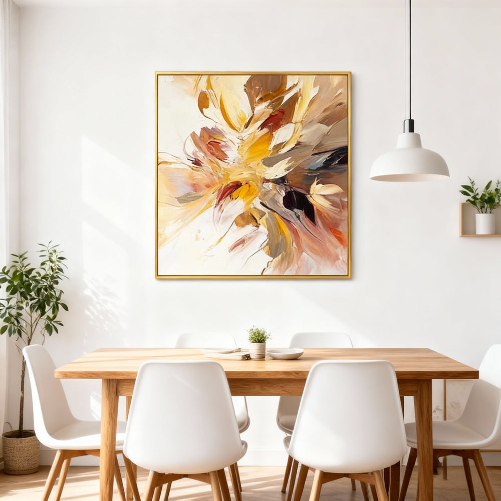 Radiant Bloom – Modern Abstract Floral Style Handmade Oil Painting Wall Art