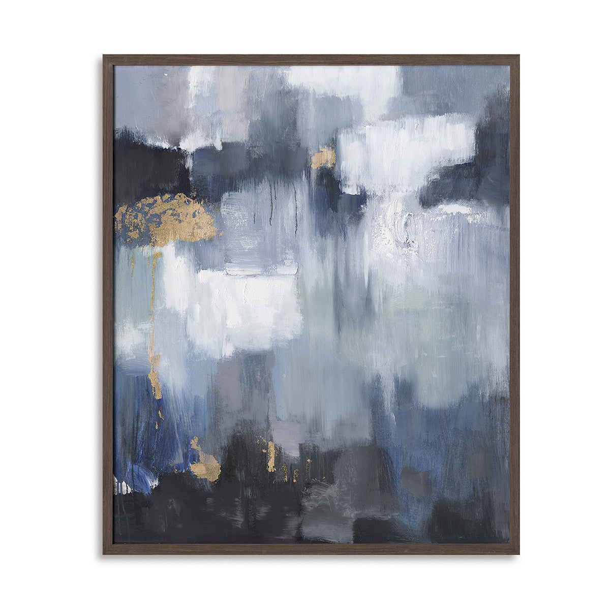 Deep blues and gold accents evoke mystery, elegance, and timeless abstract sophistication