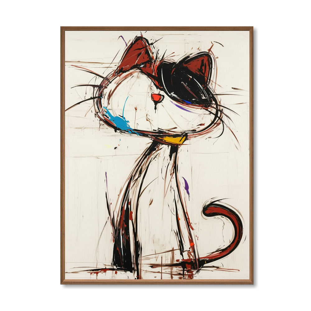 Cool Cat –Modern Abstract Expressionist Painting Contemporary Wall Art for Living Room or Kids’ Room Decoration