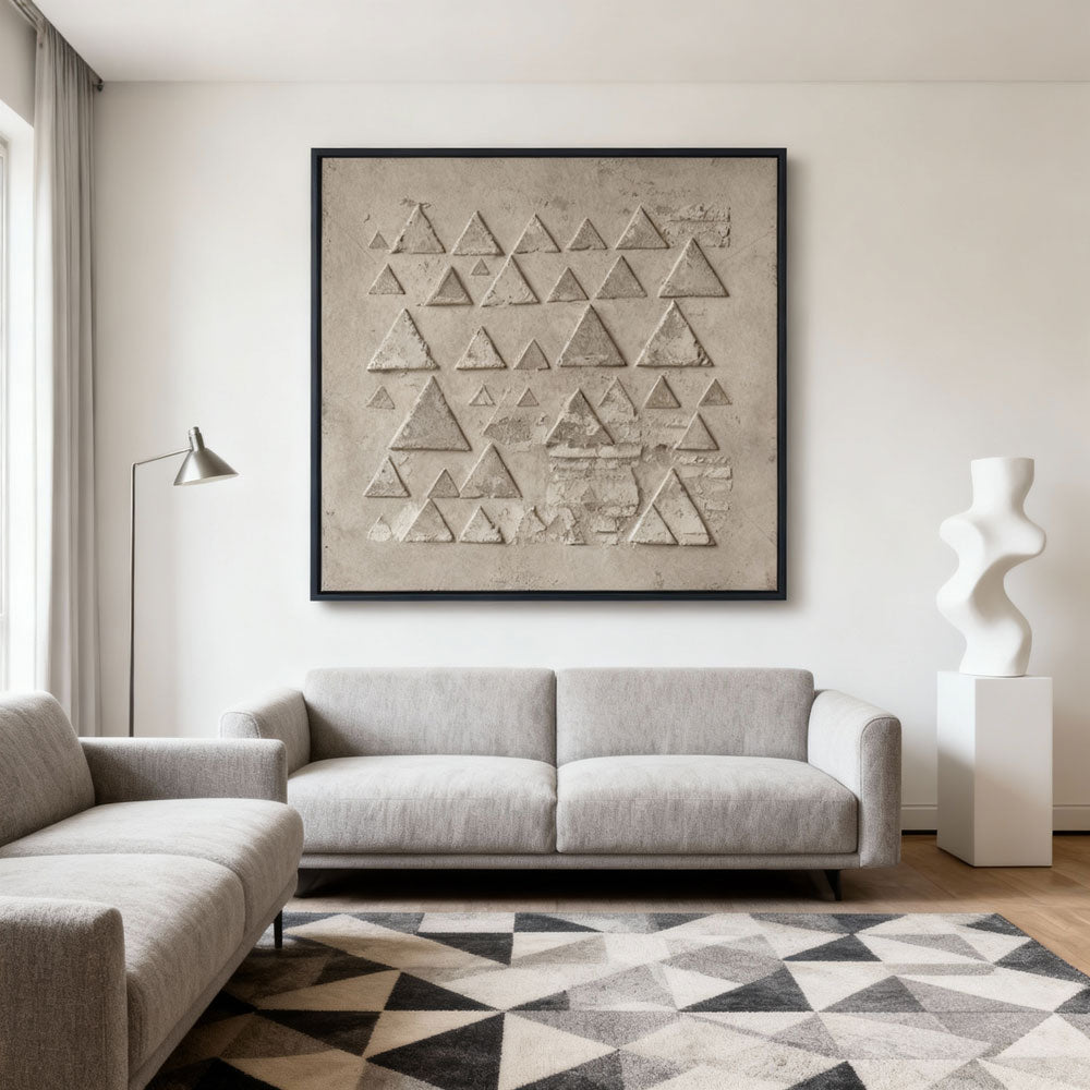 Traces of Geometry – Minimalist Abstract Texture Painting, Handmade Oil Wall Art for Modern Interiors