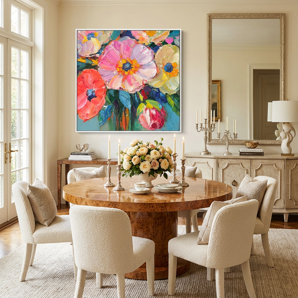 لوحة حائط زهرية ملونة قماشية بنسيج مرسوم يدويًا ديكور حديث تجريدي لغرفة المعيشة