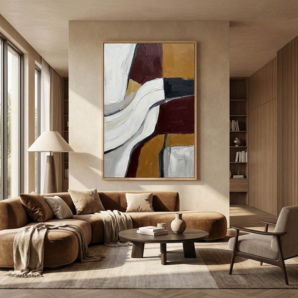 Silent Motion Lines | Contemporary Abstract Minimal Style Hand-Painted Oil Painting Wall Art