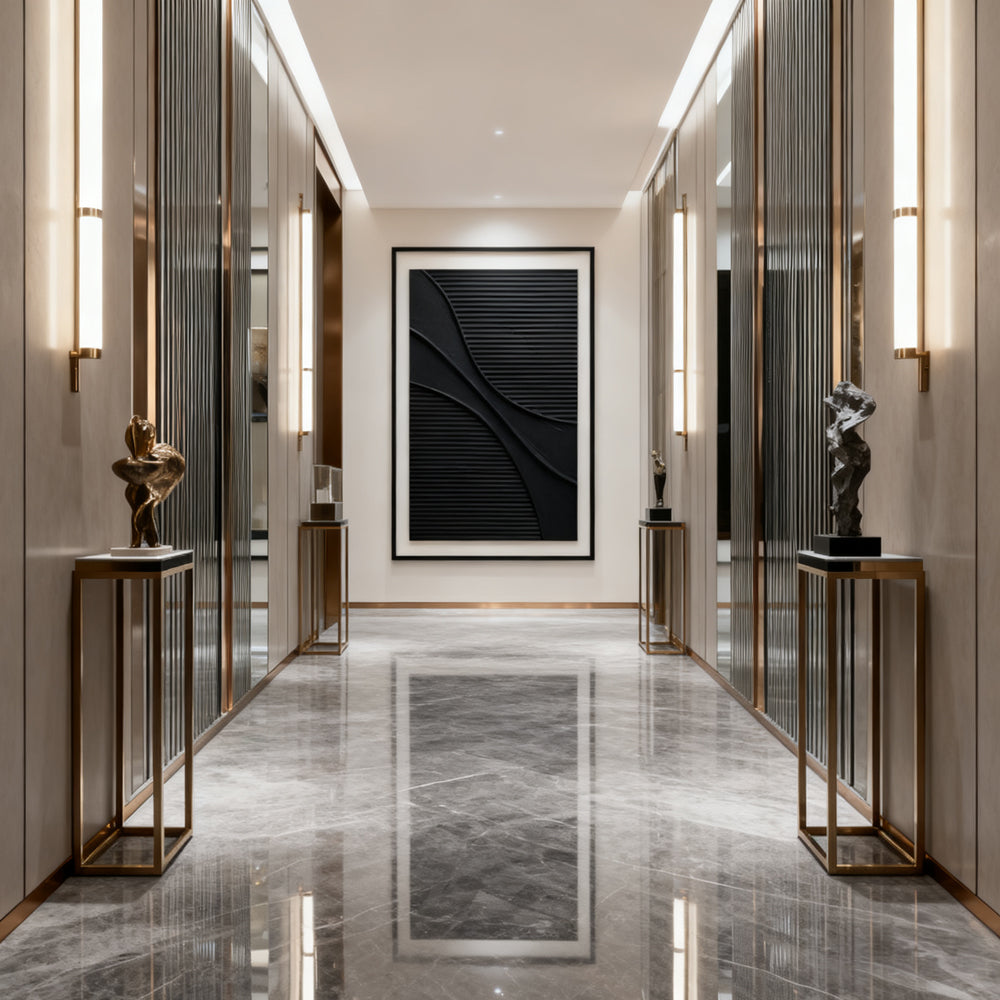 Black Flow Texture – Minimalist Abstract Style Handmade wall art paintings