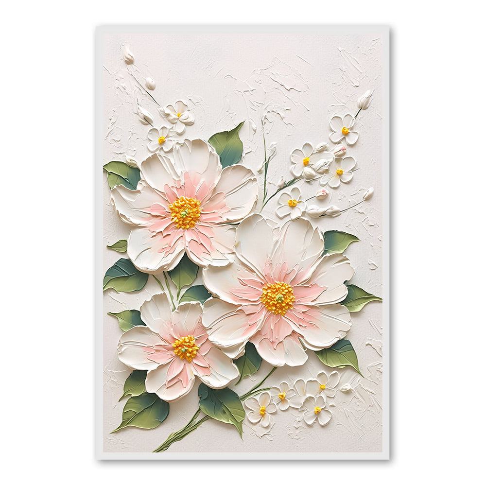 Blossoming Harmony Floral Texture Art – Impressionistic Style Handmade Oil Painting Wall Art