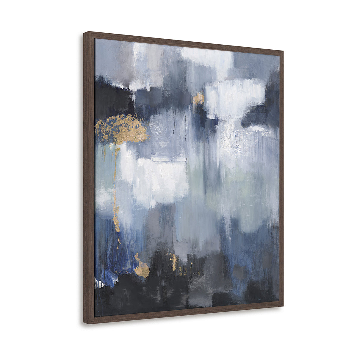 Deep blues and gold accents evoke mystery, elegance, and timeless abstract sophistication
