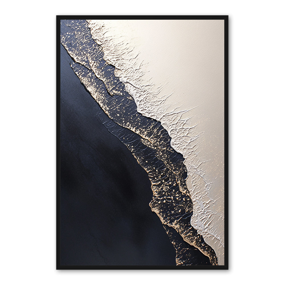 Gold Edge Terrain Theme Painting – Modern Abstract Style Handmade Texture Wall Art