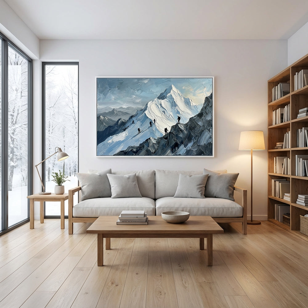 Ascend the Summit – Impressionist Alpine Expedition Oil-Style Artwork Handcrafted Painting