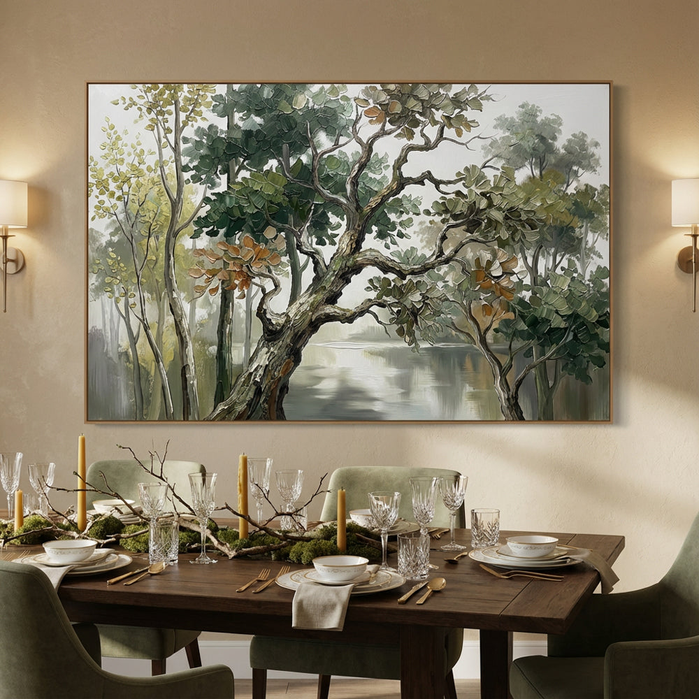 Forest Landscape Painting – Impressionist Palette Knife Style  Handcrafted Painting artwall