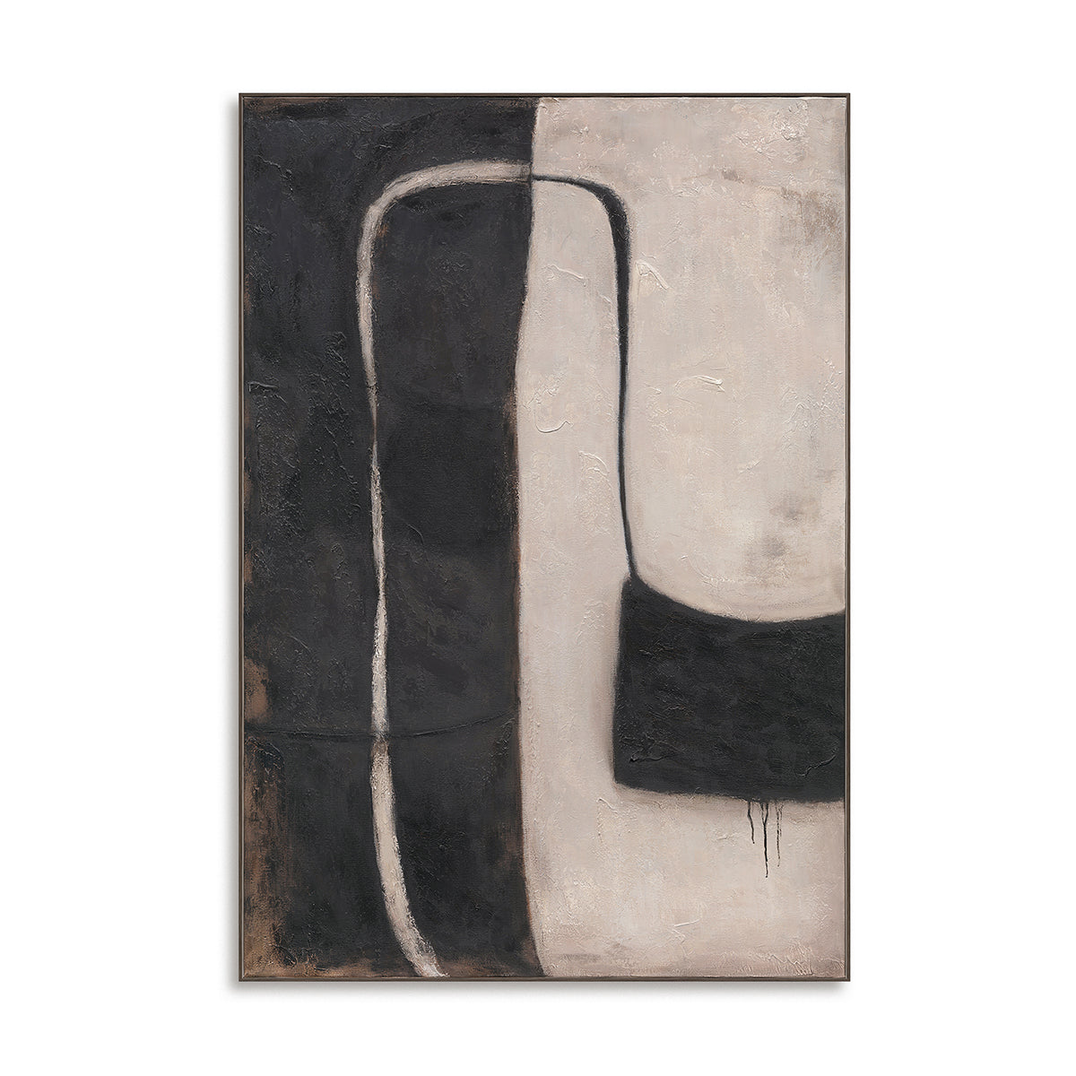 Monochrome Balance Hand-Painted Abstract Canvas Wall Art