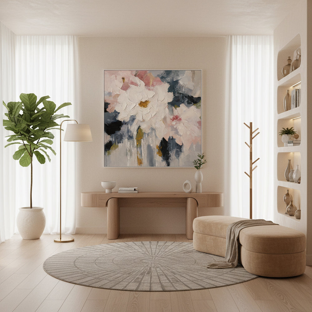 Abstract Floral Wall Art Hand-painted Texture Canvas Modern Minimalist Style Home Decoration