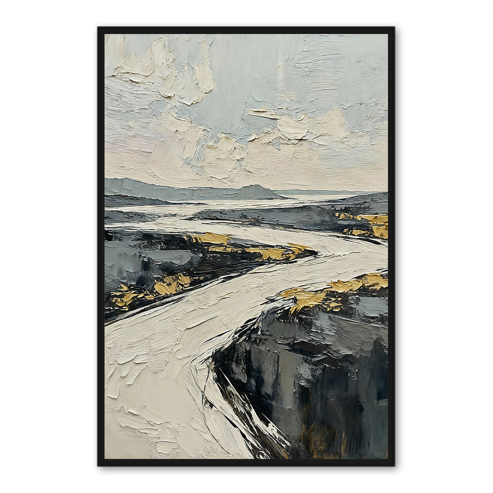 Tranquil Path - Handcrafted Oil Painting, Abstract Landscape Wall Art