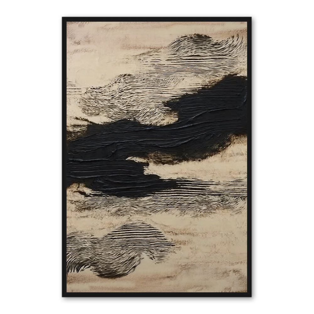 Silent Flow of Shadows – Abstract Textured Minimalist Oil-Style Artwork Handcrafted Painting