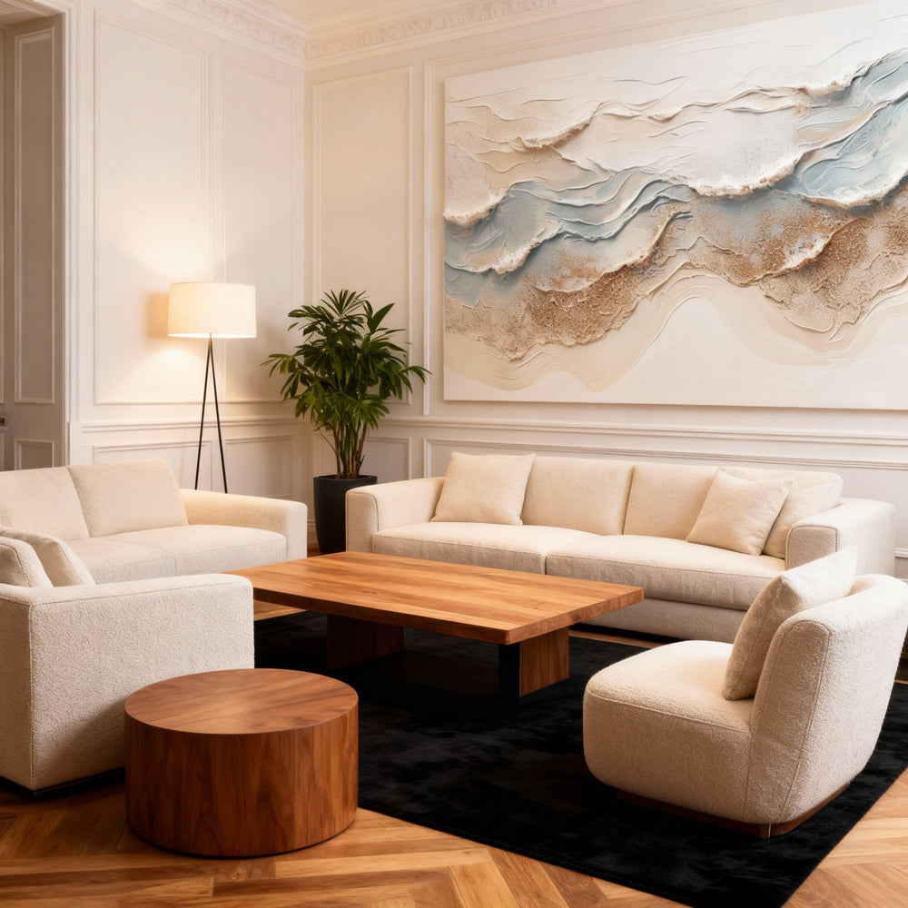 Coastal Waves - Handcrafted Oil Painting, Abstract Seascape Wall Art