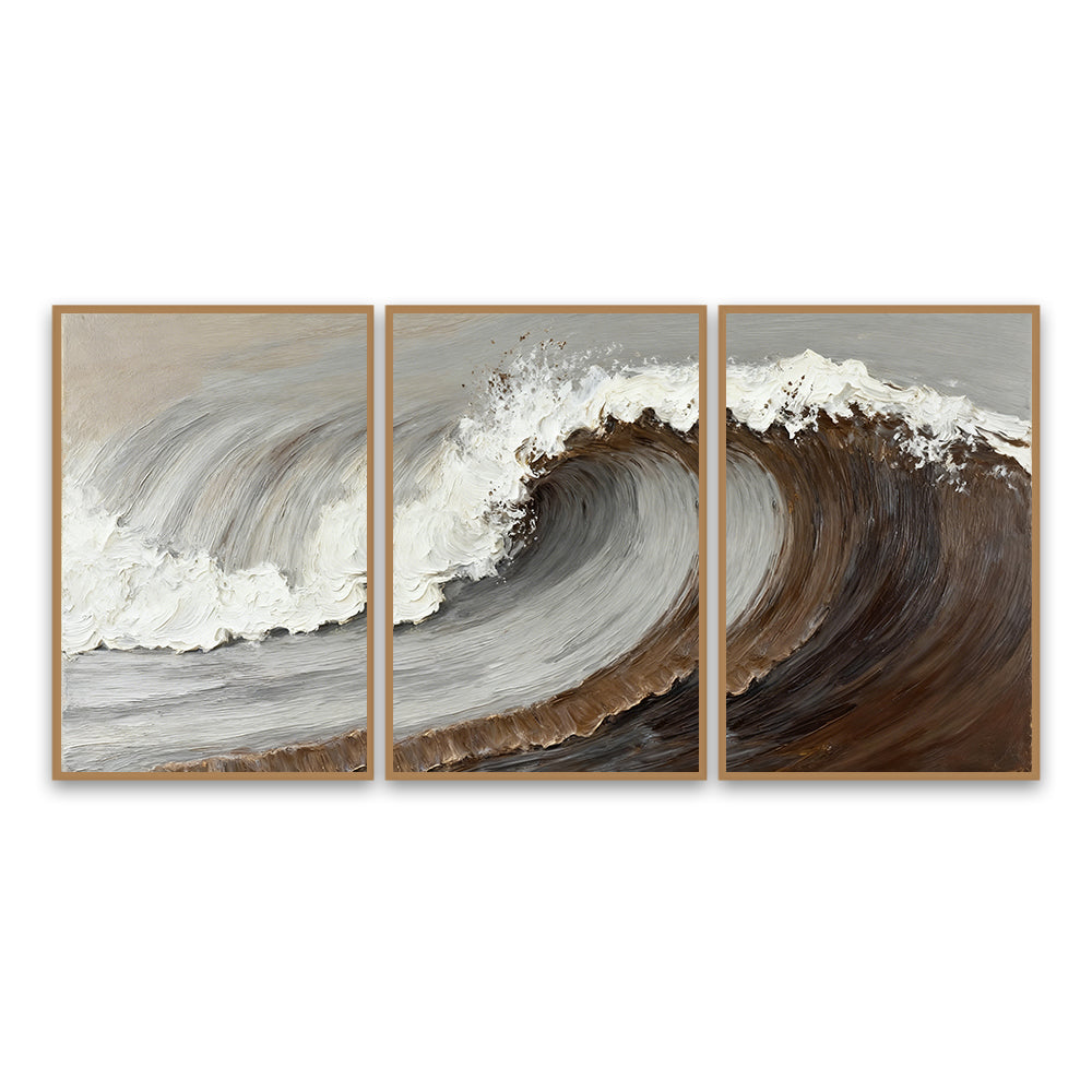Whispers of the Ocean – Handcrafted Triptych Oil Painting (set of 3)