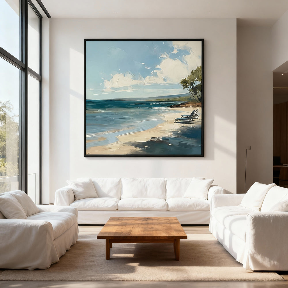 Whispers of the Sea – Modern Impressionist Coastal Landscape Handmade Oil Painting Wall Art