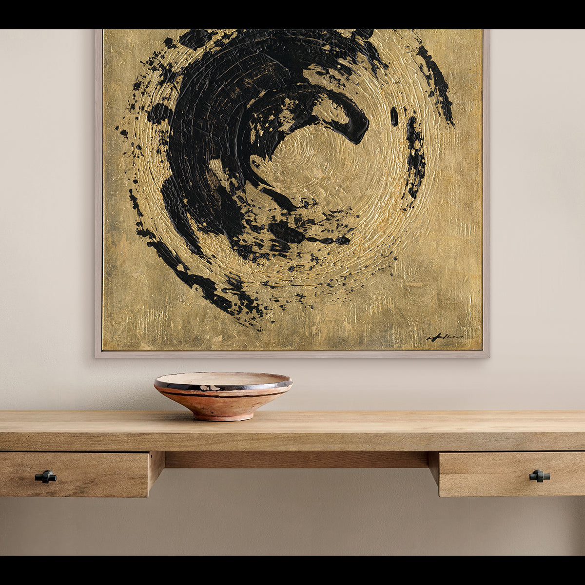 Abstract Expressionism Wall Art Hand-painted Texture Canvas Modern Warm Tones Living Room Decoration