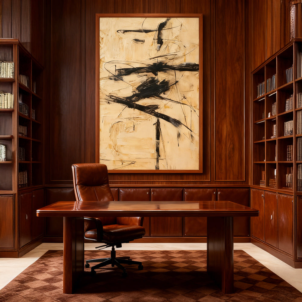 Abstract Gesture Lines – Modern Expressionist Style – Textured Canvas Wall Art