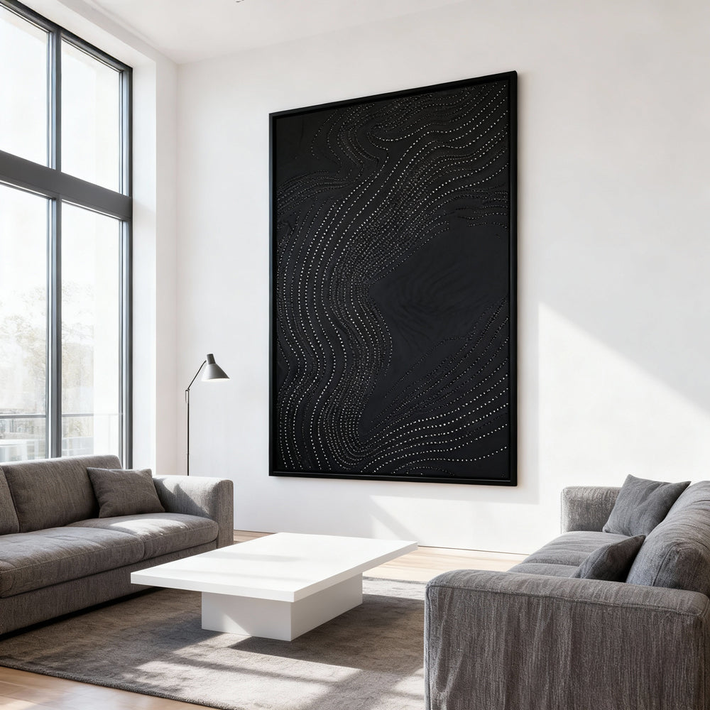 Flow Line Pattern Theme Painting – Minimalist Abstract Style Handmade Texture Wall Art