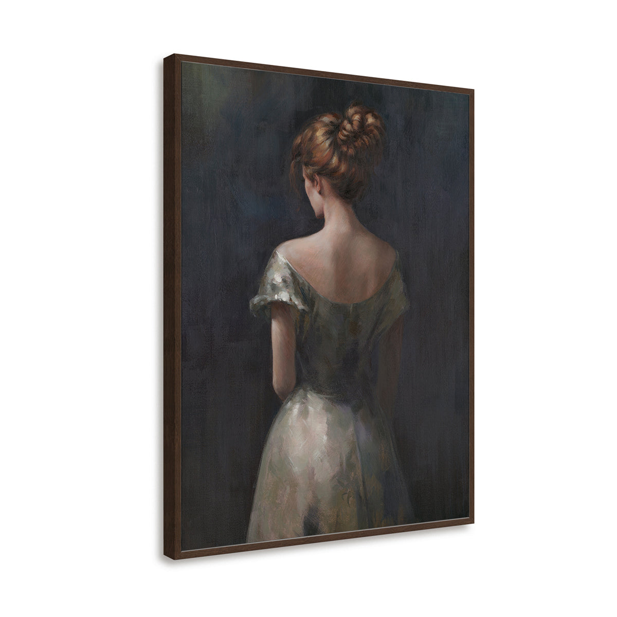 Handmade Realistic Portrait Painting Elegant Woman in Evening Dress