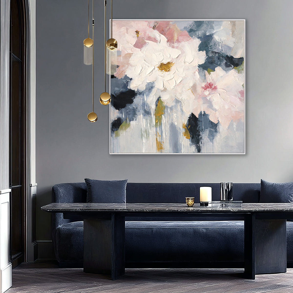 Abstract Floral Wall Art Hand-painted Texture Canvas Modern Minimalist Style Home Decoration