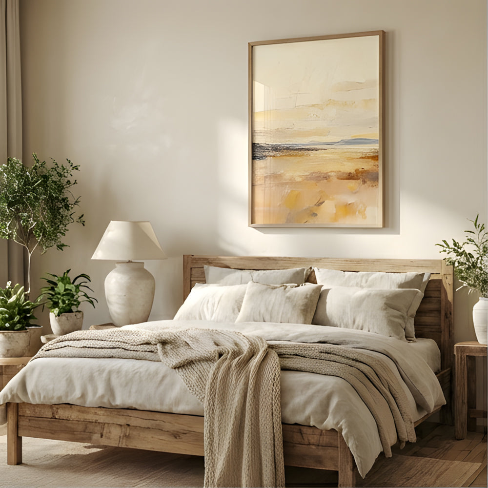 Golden Desert Horizon – Impressionist Style Landscape Handmade Painting