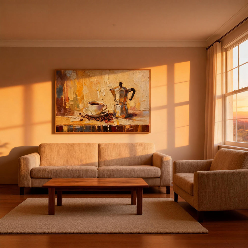 Morning Brew – Classic Still Life Style Handmade Oil Painting Wall Art