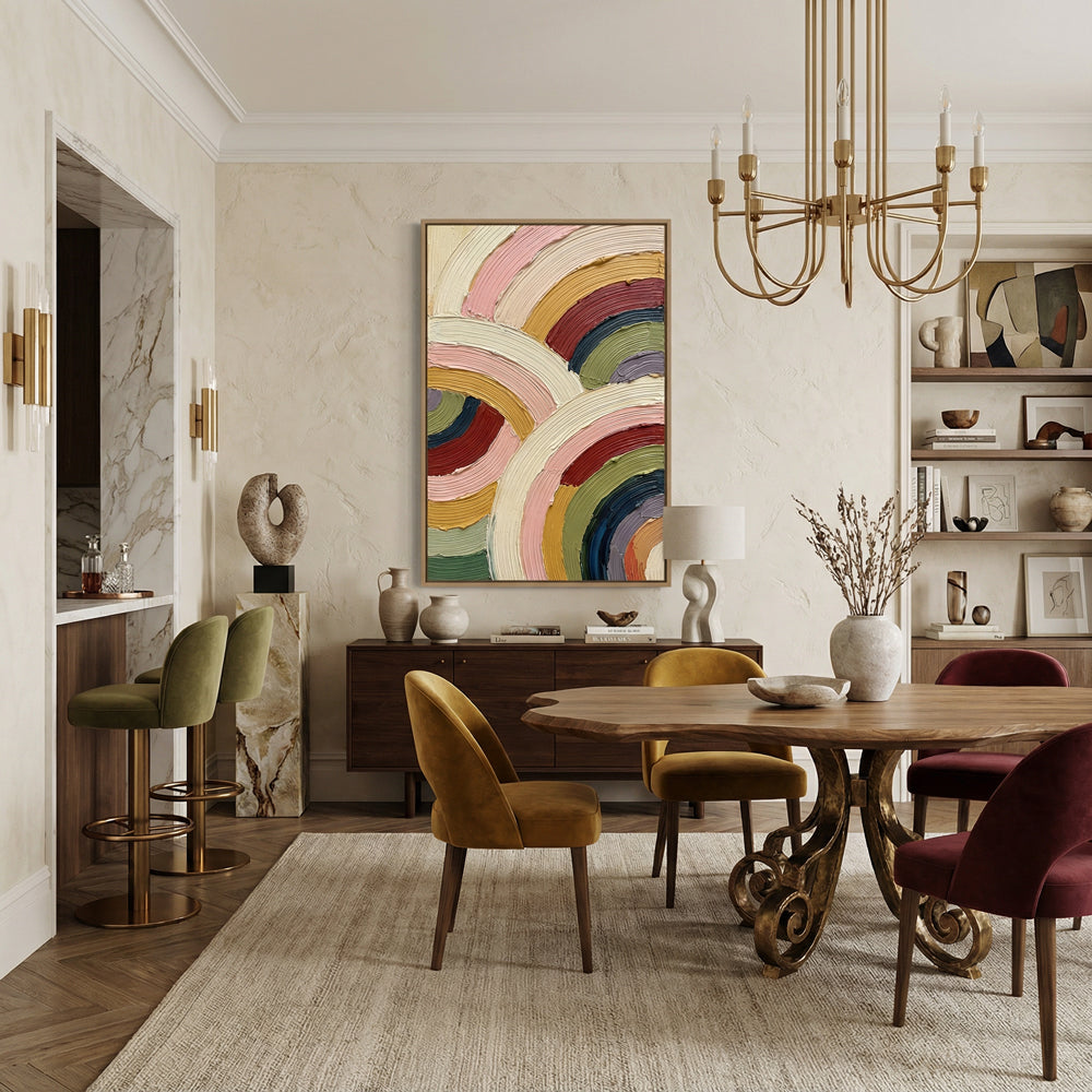 Arc of Harmony | Contemporary Abstract Geometric Handmade Oil Painting Wall Art