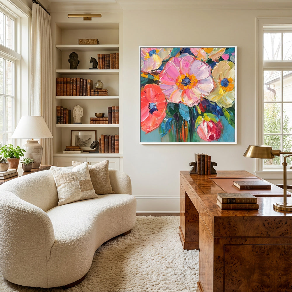 لوحة حائط زهرية ملونة قماشية بنسيج مرسوم يدويًا ديكور حديث تجريدي لغرفة المعيشة