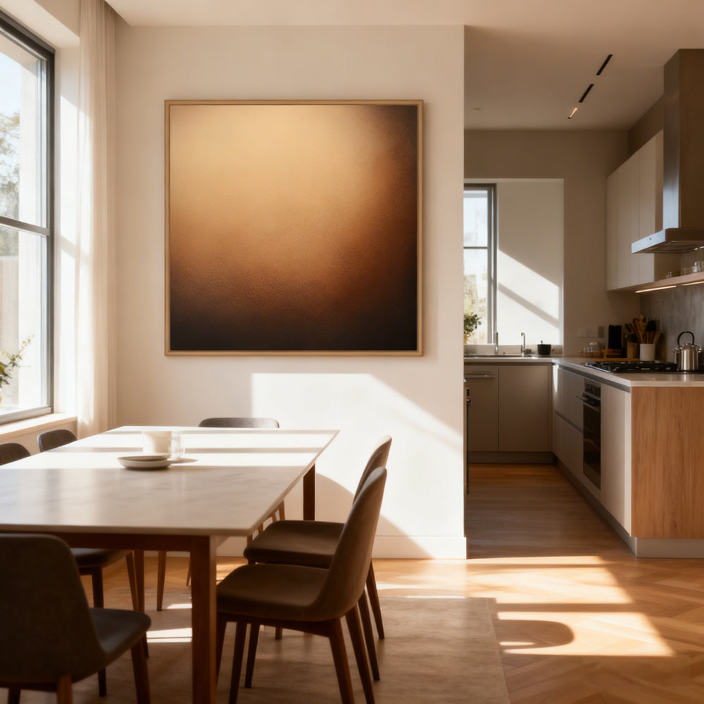 Golden Dusk Gradient Texture Art – Minimalist Abstract Style Handmade Oil Painting Wall Art