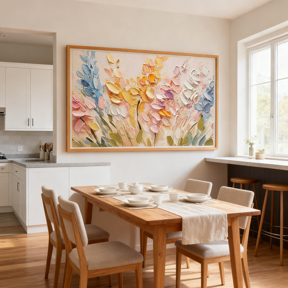 Blossoms of Spring– Handcrafted Floral Oil Painting, Palette Knife Floral Art, Spring Wall Decor