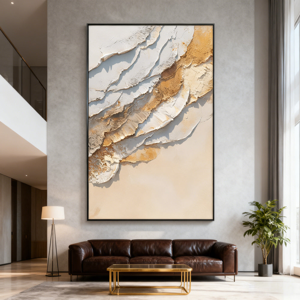 Golden Flow – Abstract Handcrafted Oil Painting