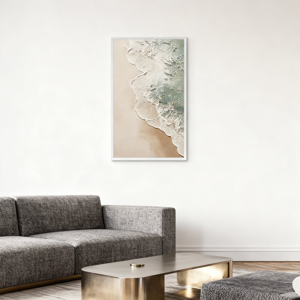 Coastal Shoreline Texture Painting – Modern Abstract Style Handmade Texture Wall Art