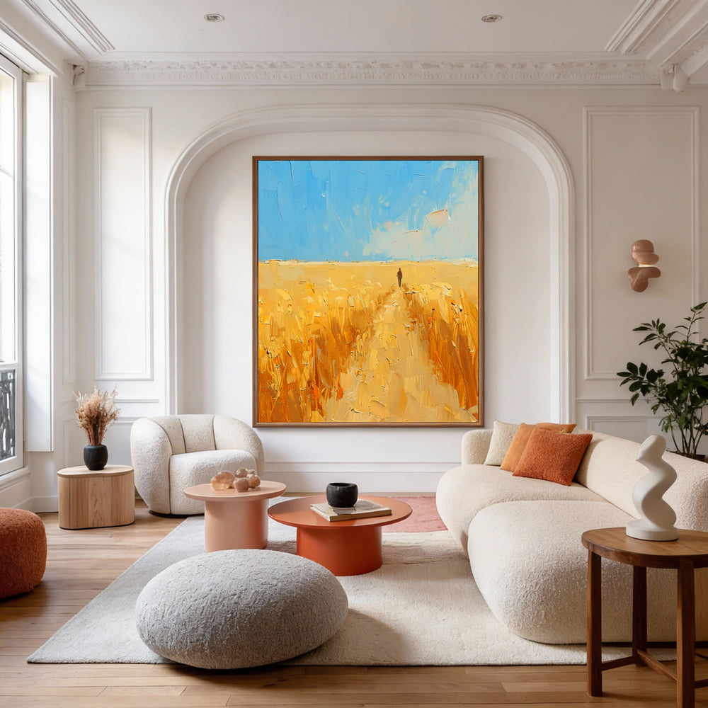 Path of Light – Impressionist Landscape Texture Painting, Handmade Oil Wall Art