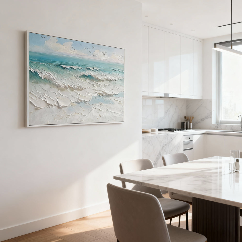 Ocean Breeze – Textured Seascape Handcrafted Oil Painting – Abstract Expressionist Style Wall Art