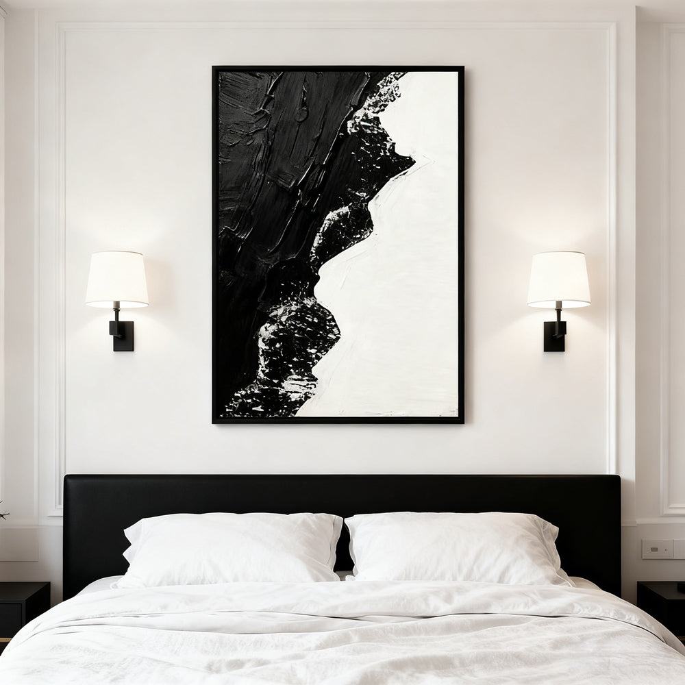 Black & White Contrast Theme Painting – Modern Abstract Style Handmade Oil Painting Wall Art