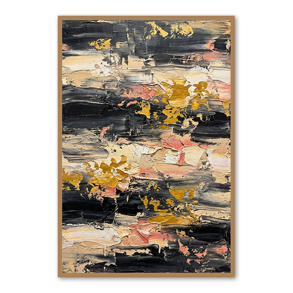 Gilded Tides — Abstract Expressionist Textured Handmade Oil Painting Wall Art