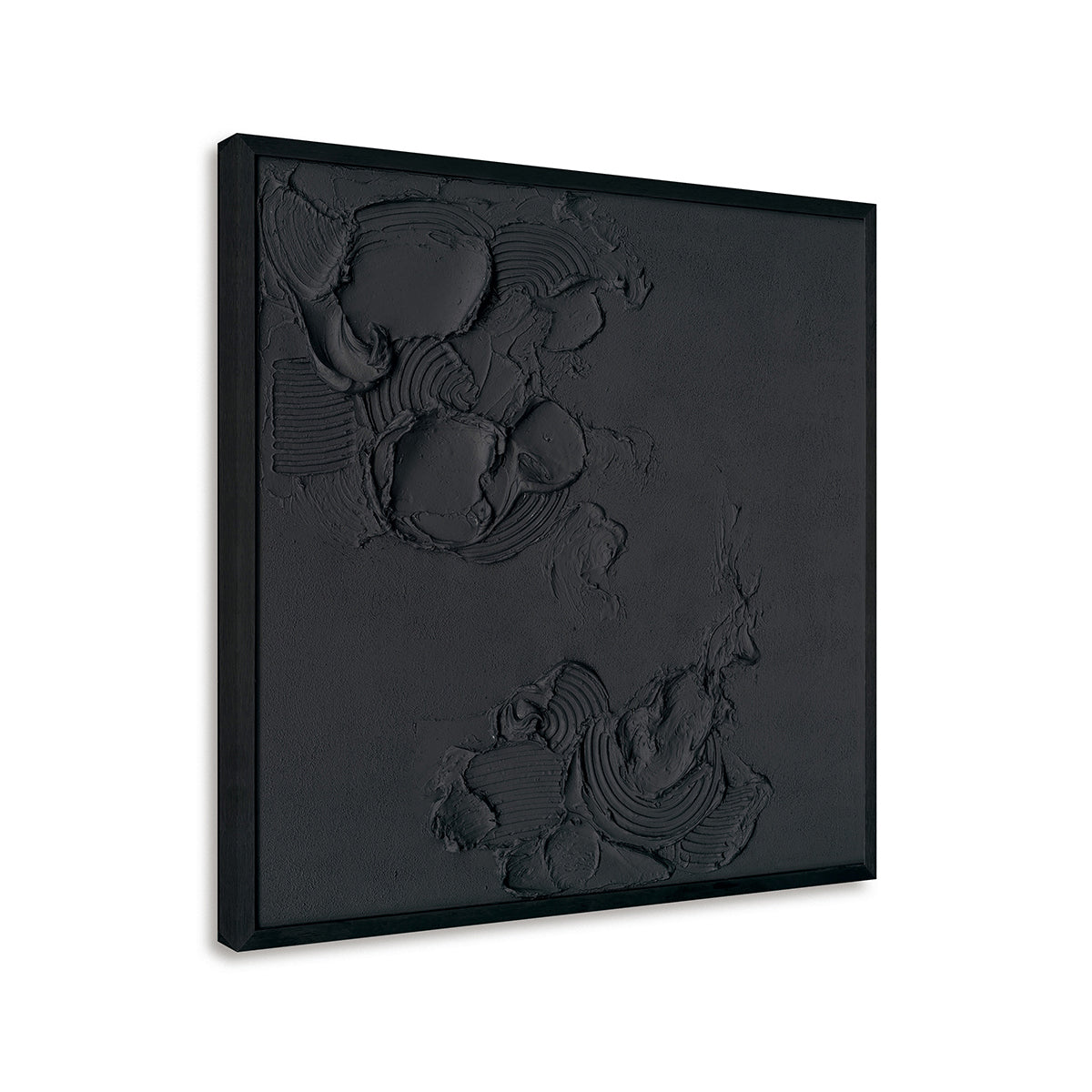 Handmade Modern Abstract Painting – Bold Black Textured Wall Art