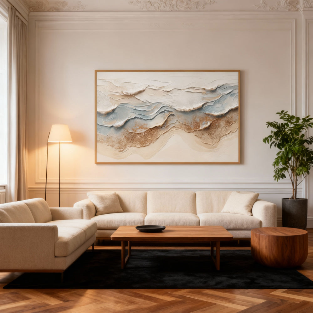 Coastal Waves - Handcrafted Oil Painting, Abstract Seascape Wall Art