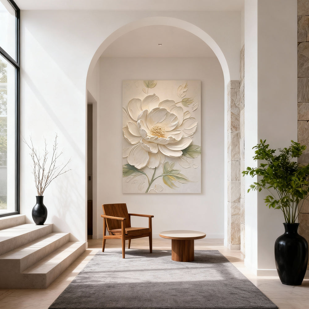 Elegant Blossom Texture Art – Impressionistic Floral Style Handmade Oil Painting Wall Art