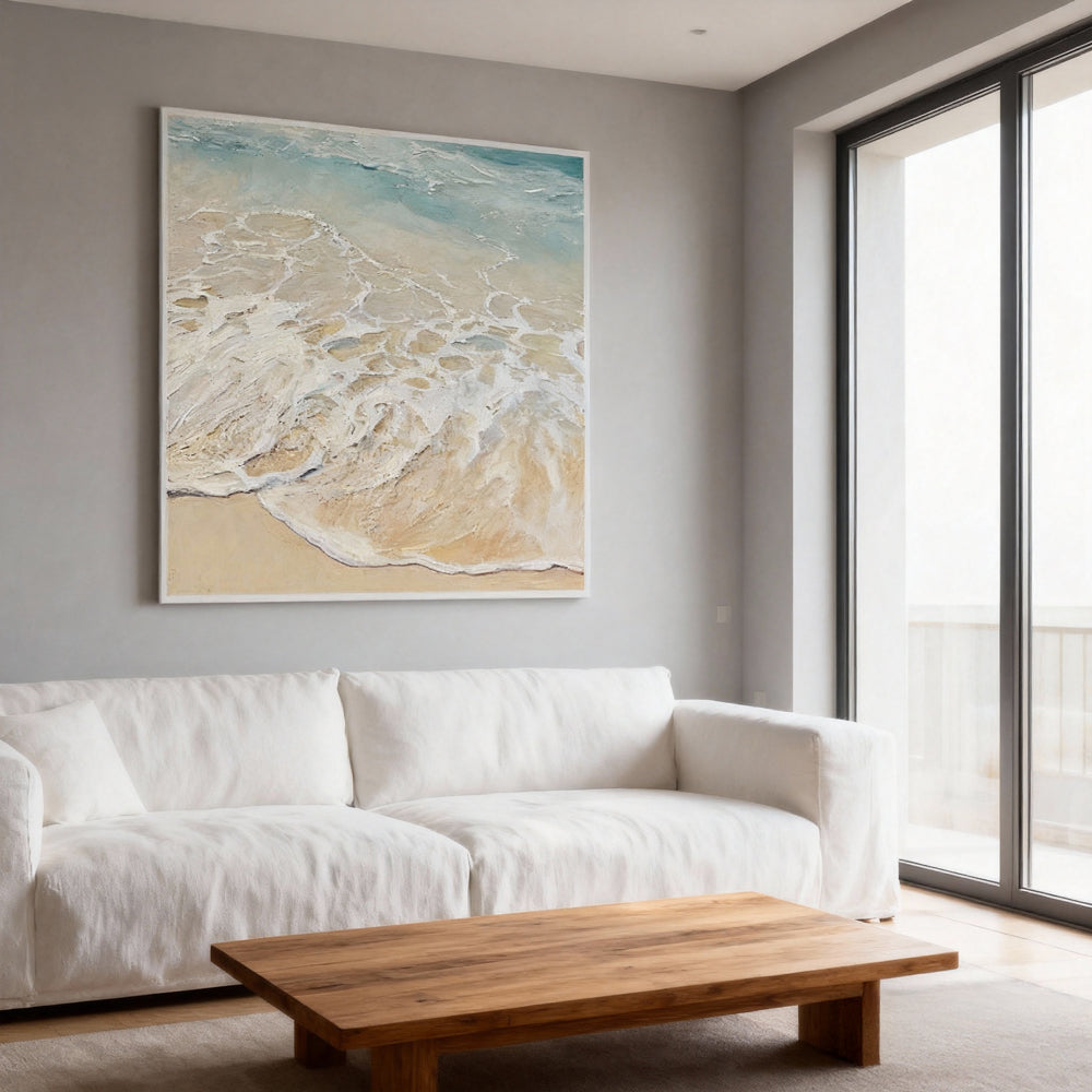 Whisper of Waves – Contemporary Seascape Style Handmade Oil Painting Wall Art