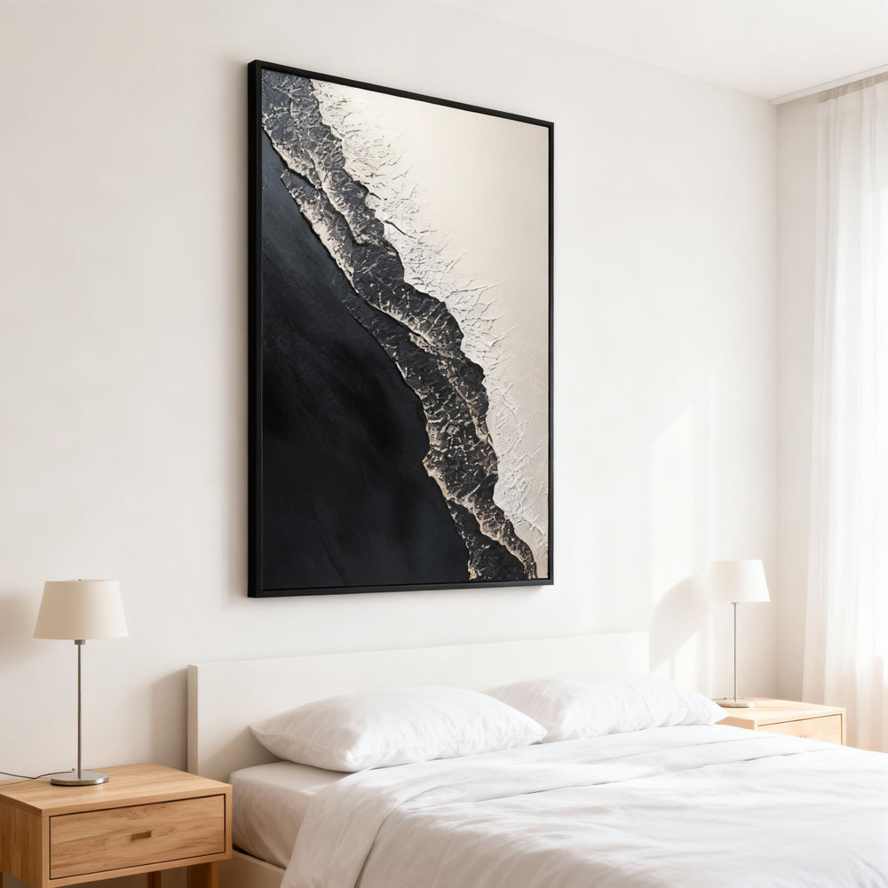 Gold Edge Terrain Theme Painting – Modern Abstract Style Handmade Texture Wall Art