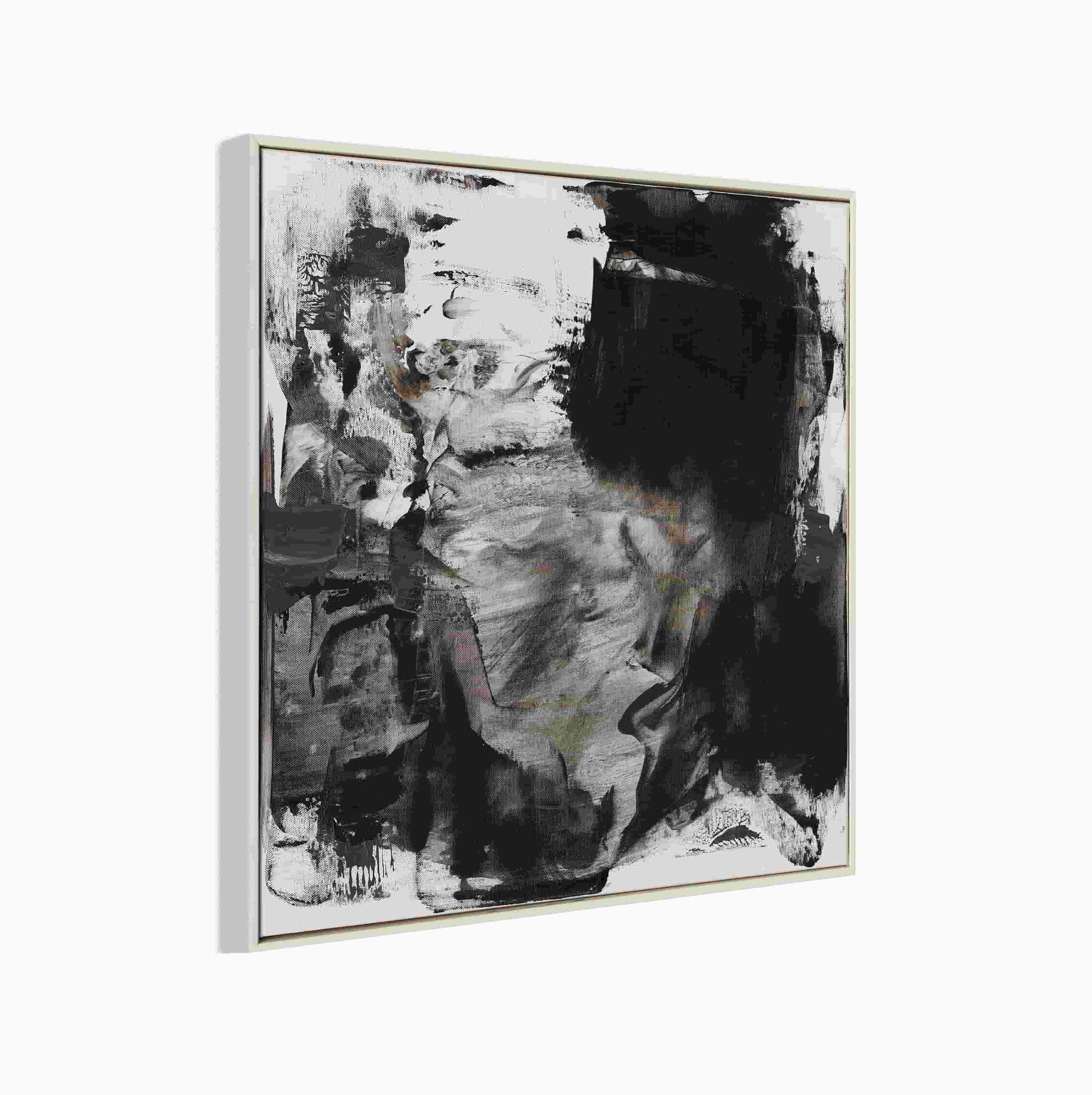 Art mural abstrait original fait à la main – Peinture moderne texturée noire et grise 